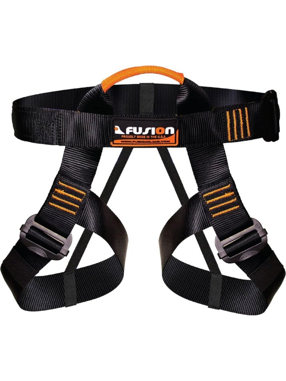 Versatile Half Body Climbing Harness with 23kN Steel Buckles - Black/Orange